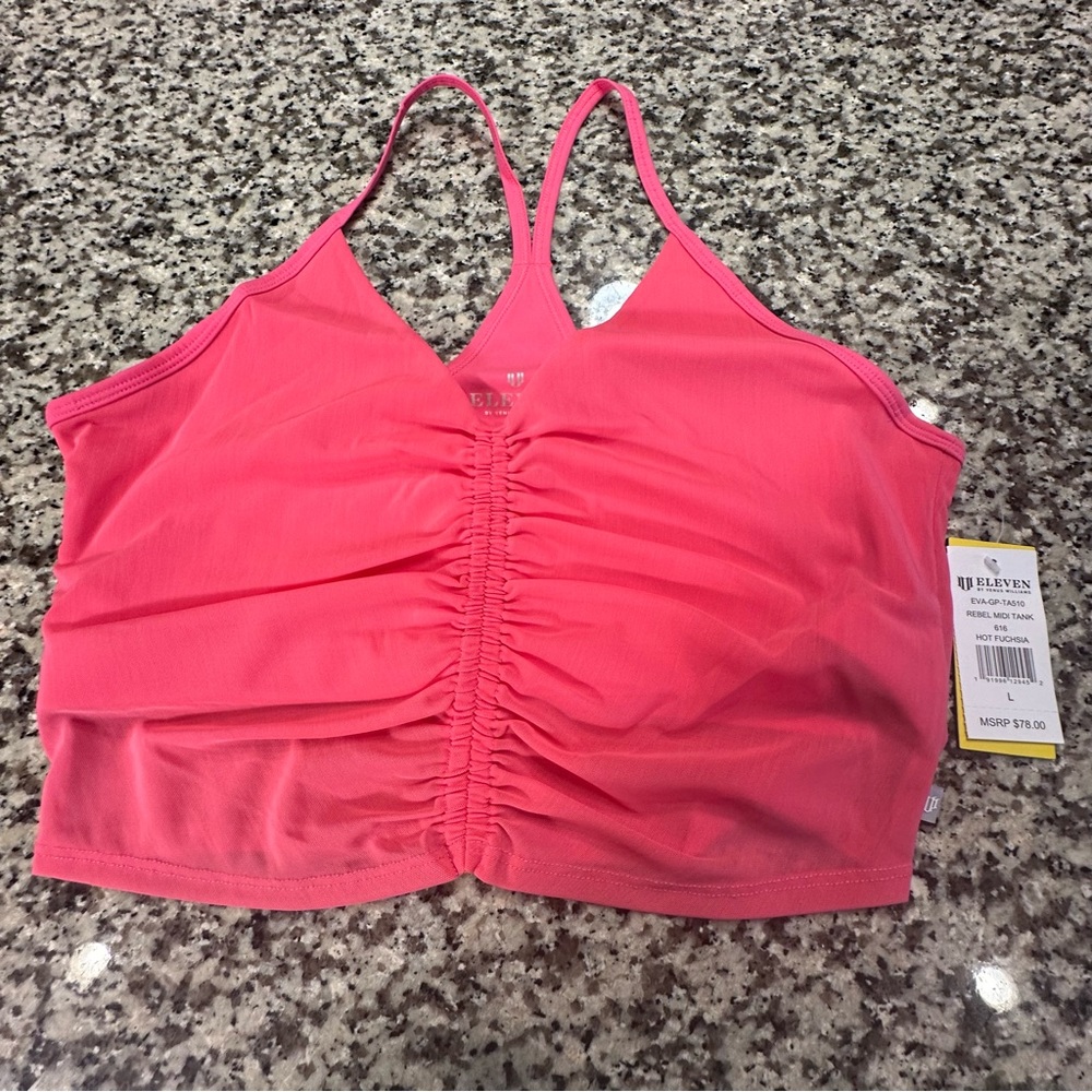 NWT women’s size large Pink Ruched midi top